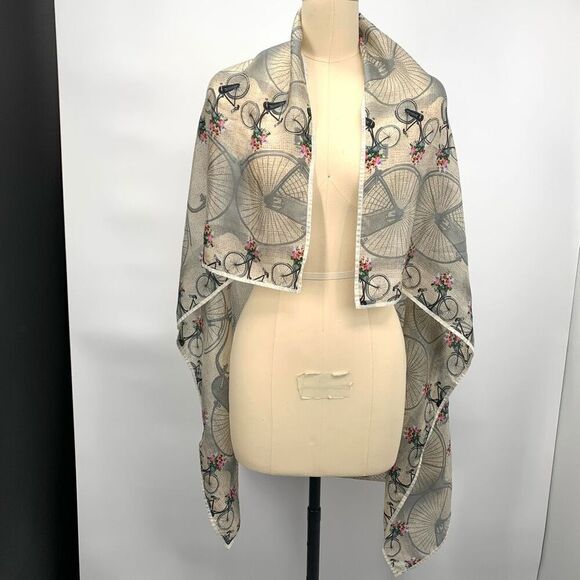 MITANDIO 100% silk bicycle print scarf 42 by 39 - Picture 4 of 5